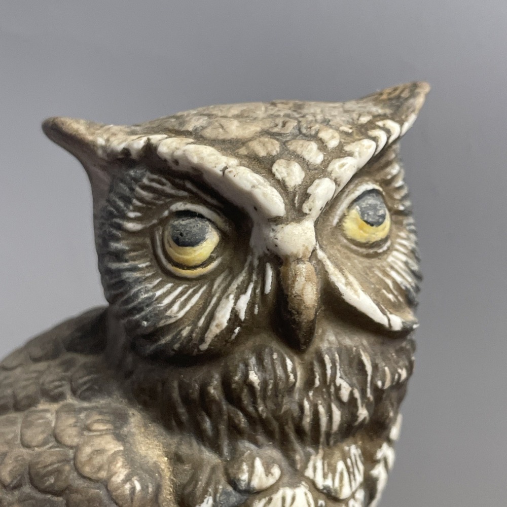 Vintage HOMCO Owl Figurine Painted Porcelain Branch Fall Decor Retro 80s - Picture 2 of 12